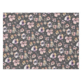 Moody Boho Watercolor Blush Wildflowers Pattern  テーブルクロス (正面(横))