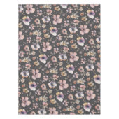 Moody Boho Watercolor Blush Wildflowers Pattern  テーブルクロス (正面)