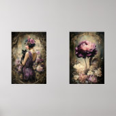 Moody Boudoir Portrait Cat & Peony Wall Art Set (正面)