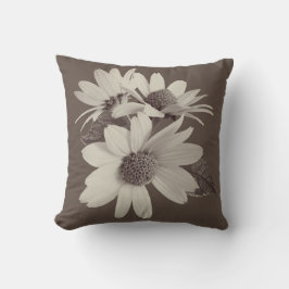 Moody Brown Daisy Custom Monogram Chince Pillow クッション
