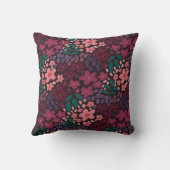 Moody Burgandy Floral Throw Pillow クッション (裏面)