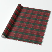 Moody Burgundy and Hunter Green Stripe Plaid Xmas ラッピングペーパー (アンロールド)