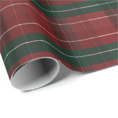 Moody Burgundy and Hunter Green Stripe Plaid Xmas ラッピングペーパー (ロールコーナー)