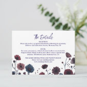 Moody Burgundy &Blue Floral Details Enclosure Card 出欠カード (スタンド正面)