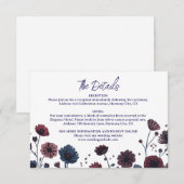 Moody Burgundy &Blue Floral Details Enclosure Card 出欠カード (正面/裏面)