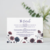 Moody Burgundy &Blue Floral Details Enclosure Card 出欠カード (スタンド正面)