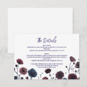 Moody Burgundy &Blue Floral Details Enclosure Card 出欠カード (正面/裏面)