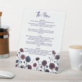 Moody Burgundy & Blue Floral Menu, Elegant 台座サイン (インサイチュ)