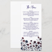 Moody Burgundy & Blue Floral Wedding メニュー (正面/裏面)