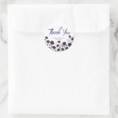 Moody Burgundy & Blue Floral Wedding  ラウンドシール (バッグ)