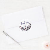 Moody Burgundy & Blue Floral Wedding  ラウンドシール (封筒)