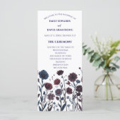 Moody Burgundy & Blue Floral Wedding Program (スタンド正面)