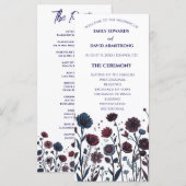 Moody Burgundy & Blue Floral Wedding Program (正面/裏面)