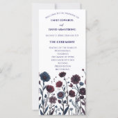 Moody Burgundy & Blue Floral Wedding Program (正面)