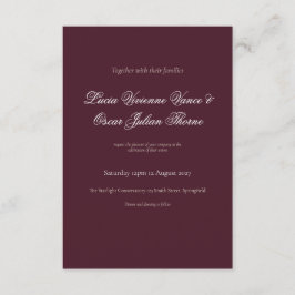 Moody Burgundy Dutch Floral Wedding Invitation 出欠カード