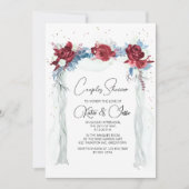 Moody Burgundy Floral Arch Couples Shower  招待状 (正面)