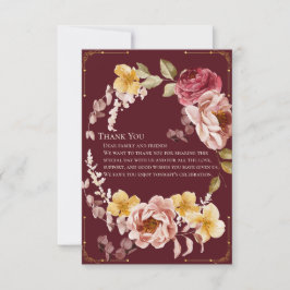 Moody Burgundy Gold Floral Vintage Estate サンキューカード