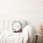 Moody Burgundy Navy Floral Gold Geometric Wedding  クッション<br><div class="desc">Add a touch of elegance to your wedding decor or home with this moody floral pillow. Featuring hand-painted watercolor burgundy and navy blue flowers with a chic gold geometric frame. A perfect personalized gift for the newlyweds or a sophisticated accent for your wedding lounge area. Fully customizable with names or...</div>