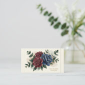 Moody Burgundy Navy Wedding Invitation | Dark Flor エンクロージャーカード (スタンド正面)