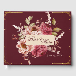 Moody Burgundy Old Rose Toasted Orange Boho Gold ゲストブック