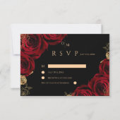 Moody Burgundy Roses Wedding RSVP card (正面)