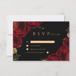 Moody Burgundy Roses Wedding RSVP card