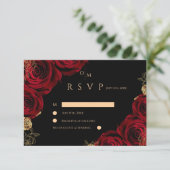 Moody Burgundy Roses Wedding RSVP card (スタンド正面)
