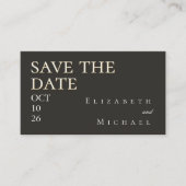 Moody Charcoal Minimalist Wedding Save the Date QR エンクロージャーカード (正面)