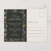 Moody Christmas Botanical Horizontal Photo シーズンポストカード (裏面)