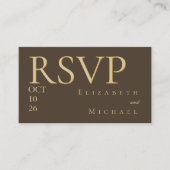 Moody Coffee Minimalist Boho Wedding RSVP Response エンクロージャーカード (正面)