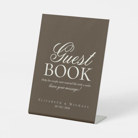 Moody Coffee Wedding Guest Book Tabletop sign 台座サイン (正面)