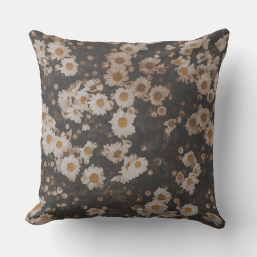 Moody Daisy Drift Throw Pillow クッション (正面)