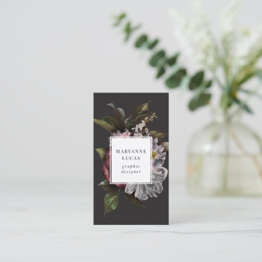 Moody Darkフローラエレガント名刺 名刺 (スタンド正面)