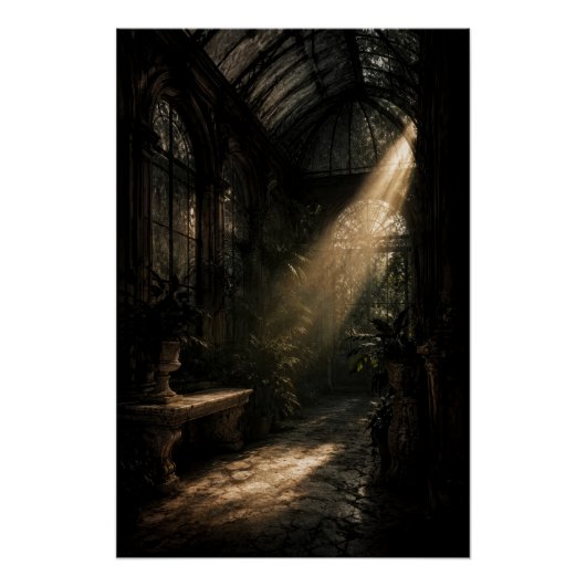 Moody Dark Academia Conservatory Sunbeam Poster ポスター (正面)
