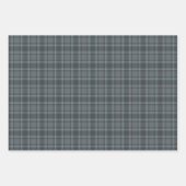 Moody Dark Charcoal Grey and Teal Tartan Plaid ラッピングペーパーシート (正面)
