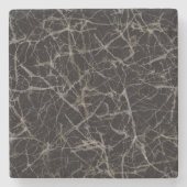 Moody Dark Elegant Black Marble Stone Texture  ストーンコースター (正面)
