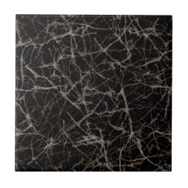 Moody Dark Elegant Black Marble Stone Texture  タイル