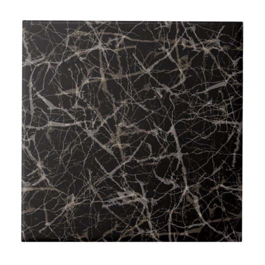 Moody Dark Elegant Black Marble Stone Texture  タイル (正面)