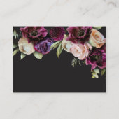 Moody Dark Floral Black Burgundy Romantic Wedding エンクロージャーカード (裏面)