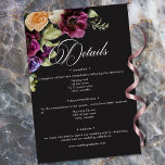 Moody Dark Floral Black Burgundy Romantic Wedding エンクロージャーカード<br><div class="desc">Make your day truly Romantic with this Moody Dark Floral details enclosure card design. Featuring a lush bouquet on a Black background with deep Burgundy accents, it is perfect for a sophisticated evening ceremony. This elegant design brings a bold and dramatic charm to your special wedding day. Created by Simply...</div>