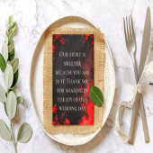 Moody Dark Red Rose Wedding Thank You Note サンキューカード