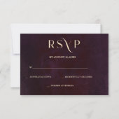 Moody Dark Romance Burgundy Velvet Wedding RSVP (裏面)