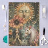 Moody Dark Rustic Fantasy Garden Girl Decoupage  薄葉紙 (クラフト)