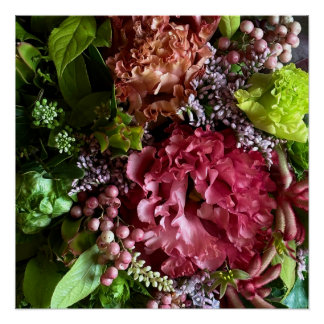 Moody Deep Purple Lisianthus and Muscari Poster ポスター