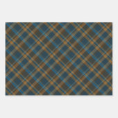 Moody Diagonal Navy, Brown and Copper Tartan Plaid ラッピングペーパーシート (正面)