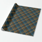 Moody Diagonal Navy, Brown and Copper Tartan Plaid ラッピングペーパー (アンロールド)