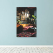Moody Eclectic Gallery Wall Living Room キャンバスプリント (インサイチュ (ウッドフロア))