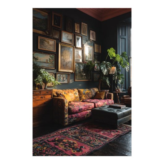 Moody Eclectic Gallery Wall Living Room フォトプリント (正面)