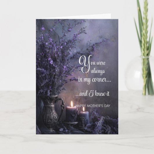 Moody, Elegant Mother's Day Lavender Dark Floral  カード (正面)