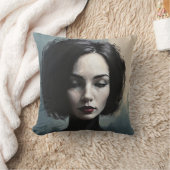 Moody Elegant Woman Portrait Art クッション (ブランケット)